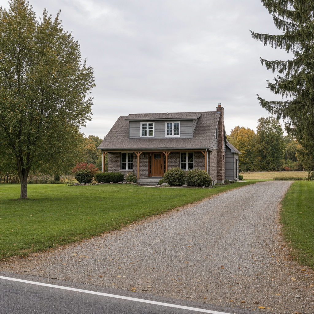 A calm single-family home exterior on a quiet Kansas City street, representing the household size and daily water use that decides how often a septic tank needs pumping